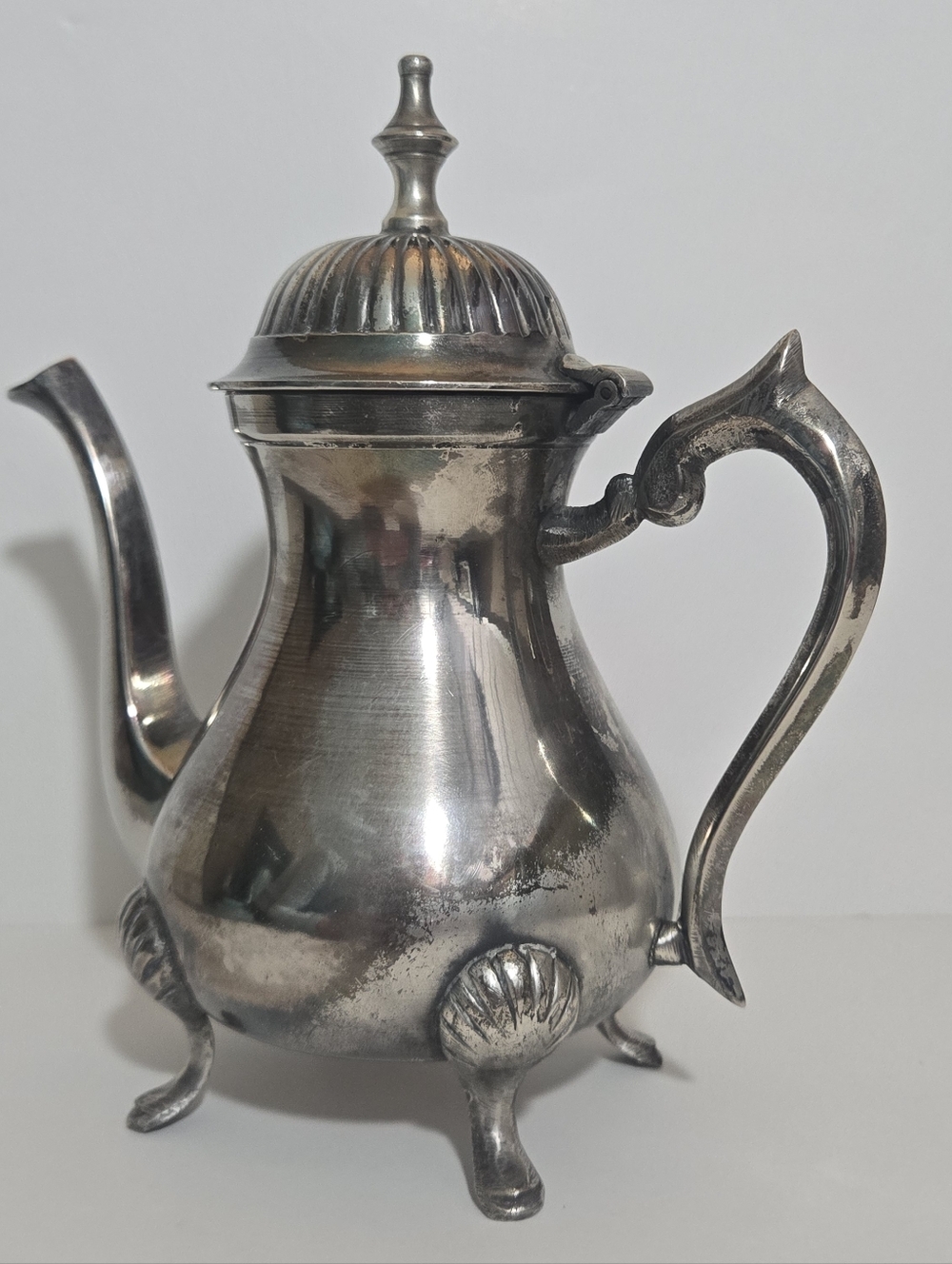 Vintage Silverplate Coffee Pot Ornate Footed Teapot With Lid Silver Plated